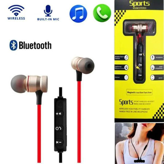 (nw000411) Universal Original Wireless Magnetic Black Suction Function Wireless Earbuds Bluetooth Handfree