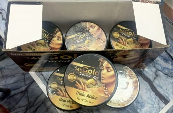 Soft Shine 24k Gold Facial Kit Whitening Facial Kit 6 Steps Whitening And Glowing Facial Kit 300ml